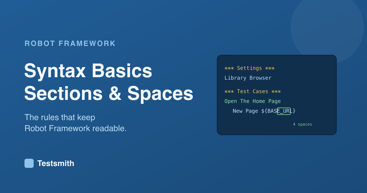 Robot Framework Syntax Basics: Sections, Spaces and Indentation